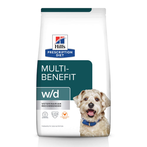Hill's Prescription Diet W/D Multi-Benefit Digestive Weight Glucose Urinary Management Chicken Flavor Dry Dog Food 17.6 Lbs