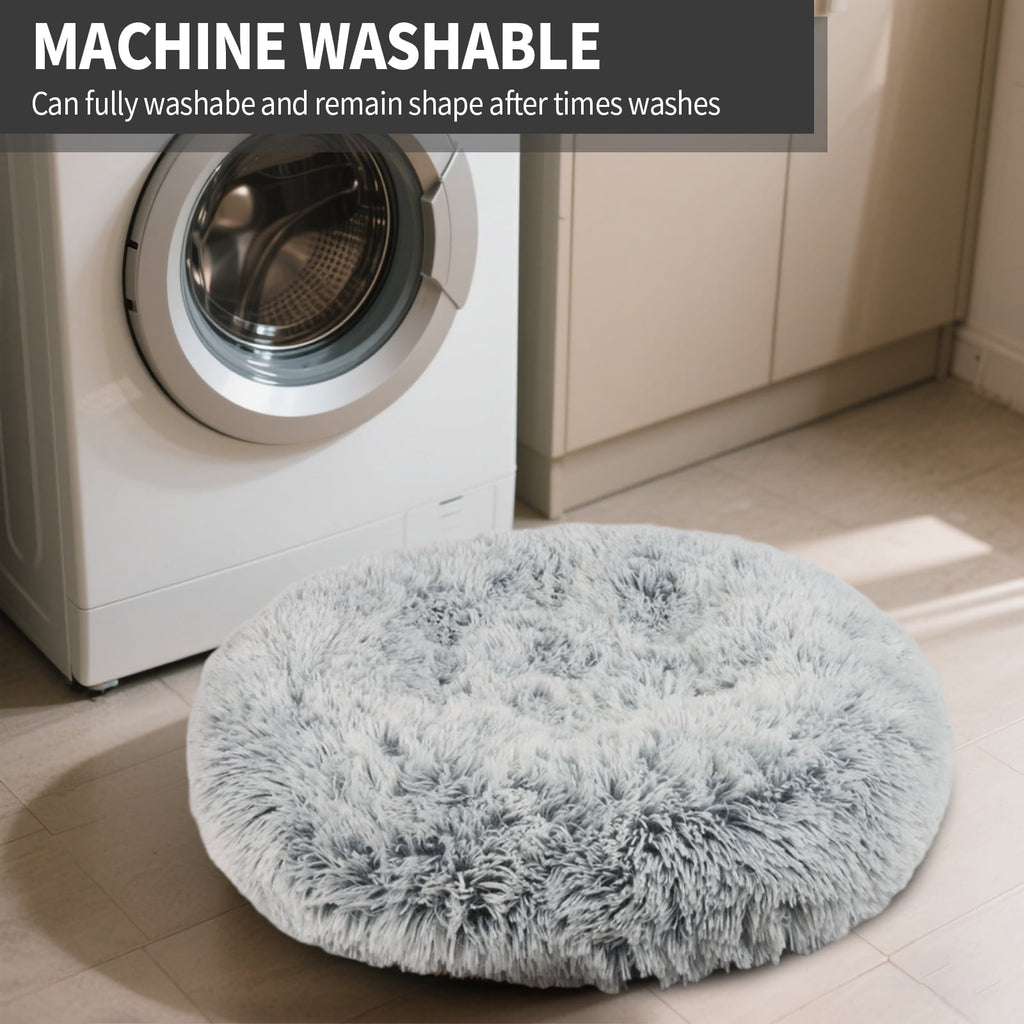 Katieovy Fluffy Donut Dog Bed Large 40 Inch Washable Gray
